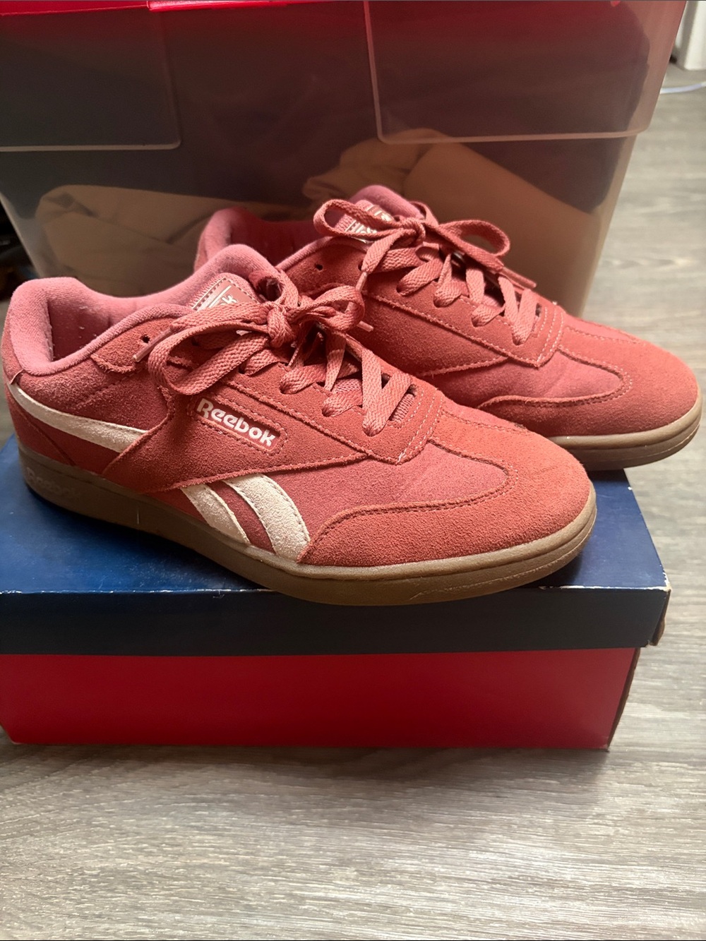Reebok Pink Suede Sneakers